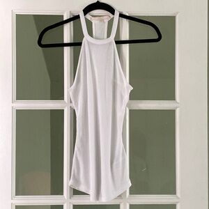 Guess White Halter Style White Ribbed Top Size Small So Soft!